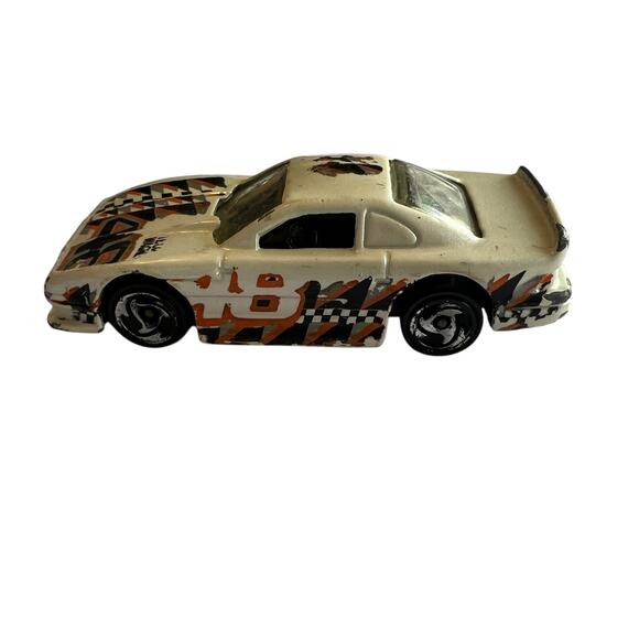 1997 Hot Wheels Mustang Cobra Race Car White w/Orange Black Checkered Graphics - Picture 3 of 8